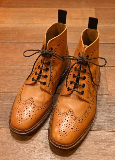 画像1: Loake1880 Burford 2 ウィングチップ ブーツ 箱,シューバック付き (Tan/UK 7 1/2F) 美中古