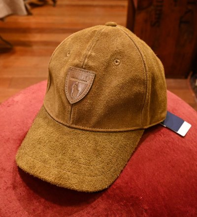 画像1: タグ付き未使用品 Polo Ralphlauren ポロラルフローレン スウェード キャップ オールレザー(Brown/ONE SIZE)オールスエード