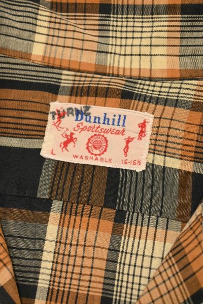 画像2: 【クリックポスト185円も可】50s DUNHILL Sportswear プレイド オープンカラーシャツ(L/16-16 -1/2)ビンテージ 