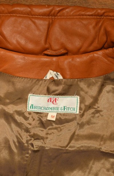 画像2: 80s Abercrombie&Fitch アバークロンビー&フィッチ レザー中綿ベスト(BROWN/M)ビンテージアバクロ 中古