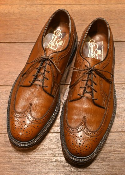 画像1: 70s Florsheim Imperial Kenmoor 93602 フローシャイム インペリアル グレインレザー ロングウィングチップ(BROWN,9 1/2-C)美中古 ビンテージ