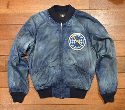 画像1: RRL RALPHLAUREN SOUVENIR JACKET ダブルアールエル スーベニアジャケット(S)キルティングサテン 中古 