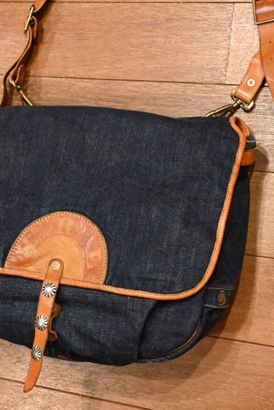 画像1: RRL RALPHLAUREN DENIM SHOULDER BAG ダブルアールエル デニム+レザー ショルダーバッグ 中古