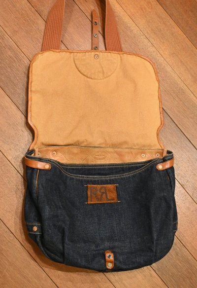 画像2: RRL RALPHLAUREN DENIM SHOULDER BAG ダブルアールエル デニム+レザー ショルダーバッグ 中古