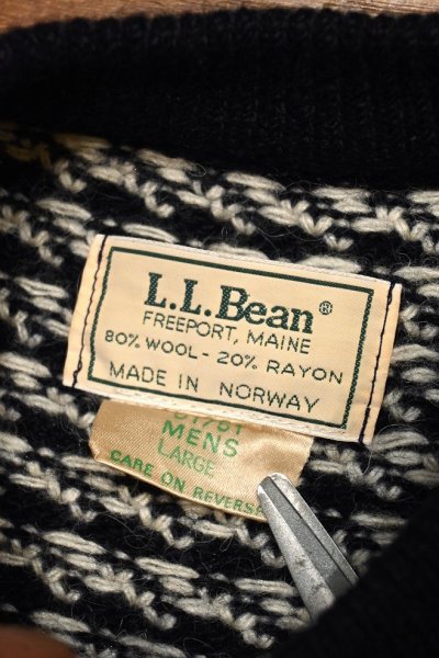 画像2: 80s LL BEAN バーズアイ セーターノルウェー製 (Navy/L) エルエルビーン LLビーン ビンテージ 中古