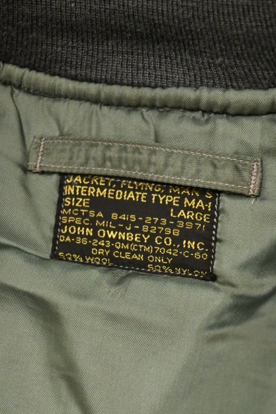 画像9: 1960 US AIR FORCE MA-1 "8279B" JOHN OWNBEY社製 フライトジャケット(LARGE) ビンテージ 中古 (9)