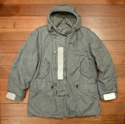 画像1: '74y US AIR FORCE CWU-8P グランドクルー用 ラビットパーカー(SAGE GREEN/M)ビンテージ 中古