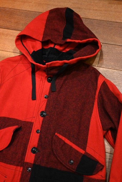 画像9: Engineered Garments×Woolrich Big Plaid Highland Parka ウールメルトンフィッシュテイルパーカー(RED/BLACK/XS)エンジニアドガーメンツ (9)