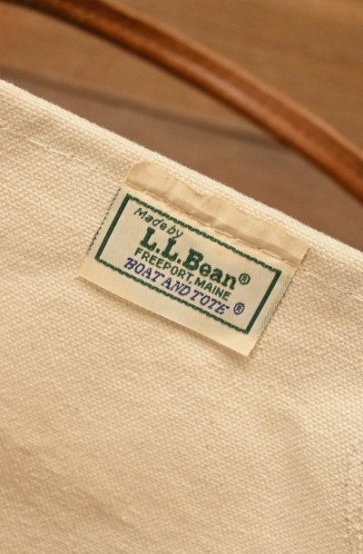 画像2: 80s L.L.Bean BOAT&TOTE レザーハンドルトートバッグ(Natural×Green/LARGE)ビンテージ