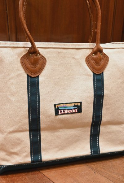 画像3: 80s L.L.Bean BOAT&TOTE レザーハンドルトートバッグ(Natural×Green/LARGE)ビンテージ