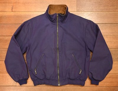 画像1: 90s LL Bean コットンキャンバスブルゾン 襟レザー ウールライニング ジャケット アメリカ製 (Purple/M)LLビーン ビンテージ