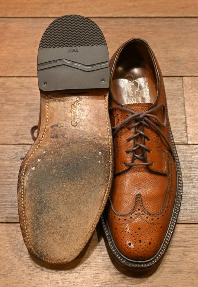 画像3: 70s Florsheim Imperial Kenmoor 93602 フローシャイム インペリアル グレインレザー ロングウィングチップ(BROWN/8-D)中古 ビンテージ