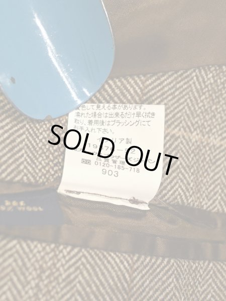 画像13: BROOKS BROTHERS LORO PIANA ヘリンボーン+ウインドウペイン コート イタリア製(Brown/38-Short) 美中古ブルックスブラザーズ ロロピアーナ  (13)