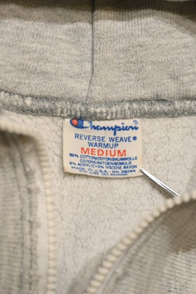 画像2: 80s CHAMPION REVERSEWEAVE HOODIE チャンピオン リバースウィーブパーカー 後付けハーフジップ アメリカ製(Gray/M)