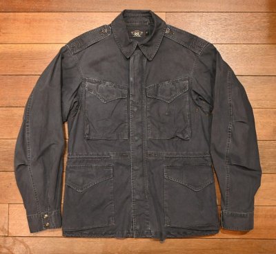 画像1: RRL RALPHLAUREN  ダブルアールエル コットンポプリン ミリタリーフィールドジャケット(FADED BLACK/S)中古 