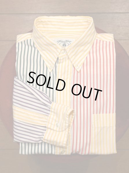 画像1: 【クリックポスト185円も可】90s BROOKS BROTHERS キャンディストライプクレイジーパターン B.Dシャツ アメリカ製(M)ビンテージ (1)