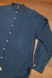 画像2: 【クリックポスト185円も可】90s RRL RALPHLAUREN ダブルアールエル インディゴ バンドカラーシャツ 三ツ星タグ ピックアップトラックタグ(L)ビンテージ 中古 (2)