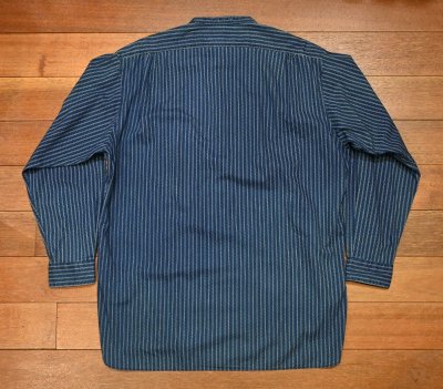 画像3: 【クリックポスト185円も可】90s RRL RALPHLAUREN ダブルアールエル インディゴ バンドカラーシャツ 三ツ星タグ ピックアップトラックタグ(L)ビンテージ 中古