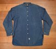 画像1: 【クリックポスト185円も可】90s RRL RALPHLAUREN ダブルアールエル インディゴ バンドカラーシャツ 三ツ星タグ ピックアップトラックタグ(L)ビンテージ 中古 (1)