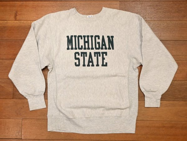 画像1: 80s CHAMPION REVERSEWEAVE チャンピオン リバースウィーブ クルーネック "MICHIGAN STATE"染み込み アメリカ製(Gray/L)ビンテージ (1)