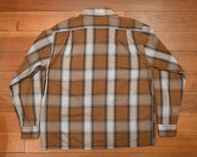 画像3: 【クリックポスト185円も可】50s B.V.D チェック オープンカラーシャツ 長袖(Brown×Black/16-16 1/2 L)ビンテージ 中古
