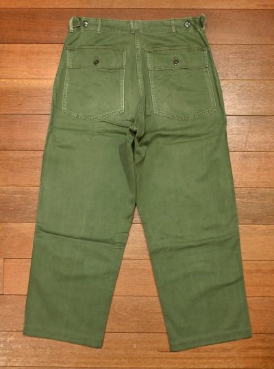 画像3: 50s U.S ARMY UTILITY TROUSERS コットンサテン ベイカーパンツ初期型 ボタンフライ サイドアジャスターつき(MEDIUM)ビンテージ中古