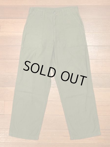 画像1: '70 U.S ARMY UTILITY TROUSERS コットンサテン ベイカーパンツ フロントジップ(表記W32L31) ビンテージ 中古 (1)