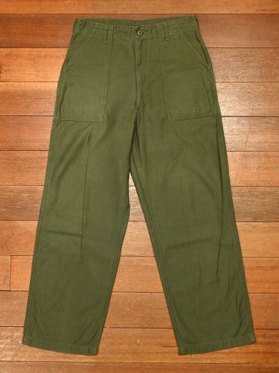 画像1: '70 U.S ARMY UTILITY TROUSERS コットンサテン ベイカーパンツ フロントジップ(表記W32L31) ビンテージ 中古
