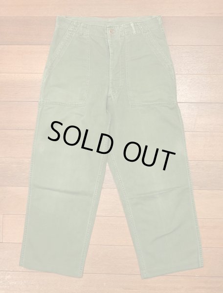 画像1: 50s U.S ARMY UTILITY TROUSERS コットンサテン ベイカーパンツ初期型 ボタンフライ サイドアジャスターつき(MEDIUM)ビンテージ中古 (1)