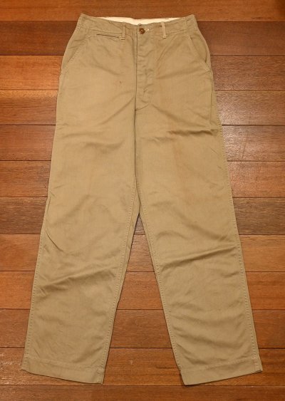 画像1: 40s U.S ARMY M-45 KHAKI チノパン オフィサーチノ(実寸 W29 L31.5)中古 ビンテージ