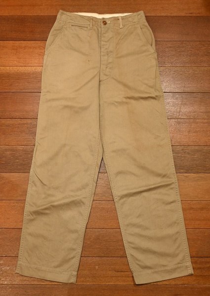 画像1: 40s U.S ARMY M-45 KHAKI チノパン オフィサーチノ(実寸 W29 L31.5)中古 ビンテージ (1)
