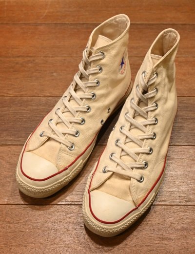 画像1: 80s Converse Allstar HI コンバースオールスター HI サイドステッチ 当て布 アメリカ製(Natural/US10.5)中古 ビンテージ