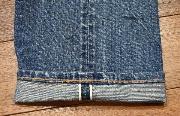 画像14: 60s Levi's リーバイス501 BIG-E ビッグE 🄬のみタブ リペア+ペンキ(実寸 W30L31)ビンテージデニム (14)
