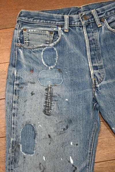 画像2: 60s Levi's リーバイス501 BIG-E ビッグE 🄬のみタブ リペア+ペンキ(実寸 W30L31)ビンテージデニム
