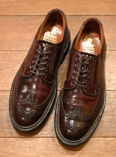 画像1: ALDEN オールデン3192 コードバン ウィングチップ アメリカ製(BURGUNDY,6 1/2-D)箱/袋つき 美中古