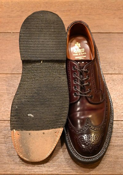 画像3: ALDEN オールデン3192 コードバン ウィングチップ アメリカ製(BURGUNDY,6 1/2-D)箱/袋つき 美中古