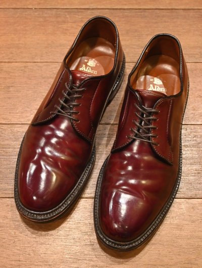 画像1: ALDEN オールデン990 コードバン プレーントゥ アメリカ製(BURGUNDY/8-D)箱/袋つき 中古