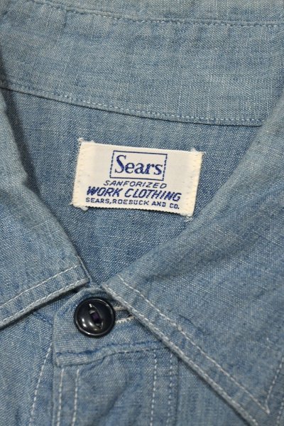 画像2: (クリックポスト185円も可) 状態良好 50-60s SEARS シャンブレーシャツ 半袖 中古 ビンテージ 