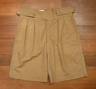 画像1: 60s BRITISH ARMY イギリス軍 ドリル グルカショーツ(Beige/Size:No.6/Ｗ35-36)中古 ビンテージ