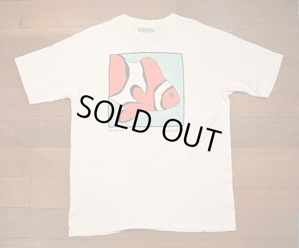 画像1: (クリックポスト185円も可)90s Jonathan Wyatt Reeves "The Clown Fish" アートTシャツ アメリカ製(White/XL)Made in USA (1)