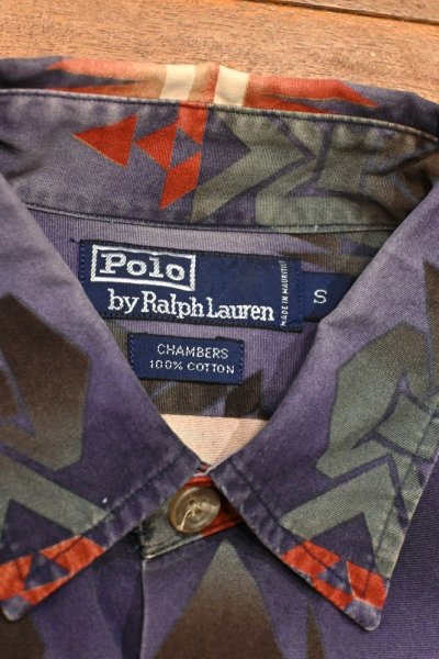 画像5: 【クリックポスト185円も可】90s ポロラルフローレン CHAMBERS ネイティブ柄 シャツ ネイティブパターン(Navy/S)中古 (5)