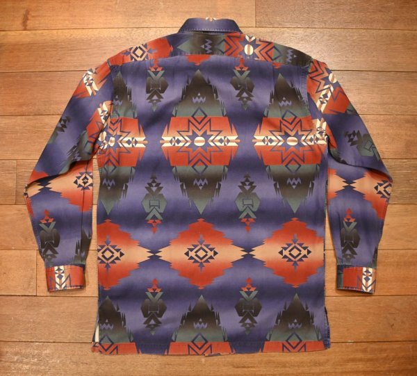 画像7: 【クリックポスト185円も可】90s ポロラルフローレン CHAMBERS ネイティブ柄 シャツ ネイティブパターン(Navy/S)中古 (7)