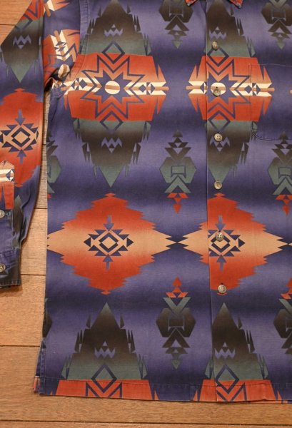 画像4: 【クリックポスト185円も可】90s ポロラルフローレン CHAMBERS ネイティブ柄 シャツ ネイティブパターン(Navy/S)中古 (4)