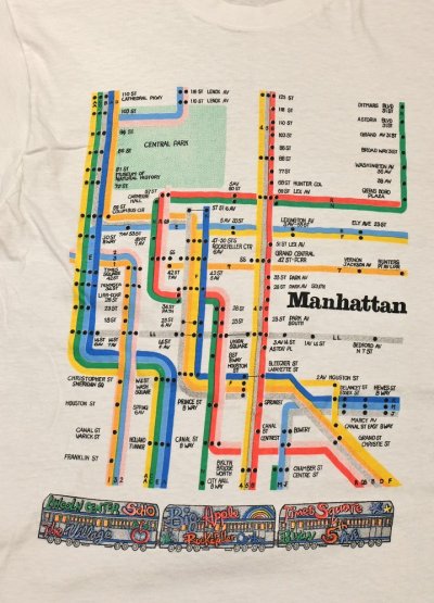 画像2: 【クリックポスト185円も可】80s SCREEN STARS "Manhattan" Subway Tシャツ アメリカ製 コットン100(WHITE/L)ビンテージ 中古