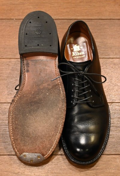 画像3: ALDEN オールデン 53711 カーフプレーントゥ ミリタリーラストメリカ製(BLACK/8-D)箱/袋つき 中古