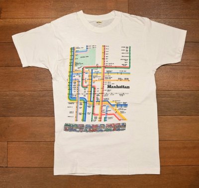 画像1: 【クリックポスト185円も可】80s SCREEN STARS "Manhattan" Subway Tシャツ アメリカ製 コットン100(WHITE/L)ビンテージ 中古