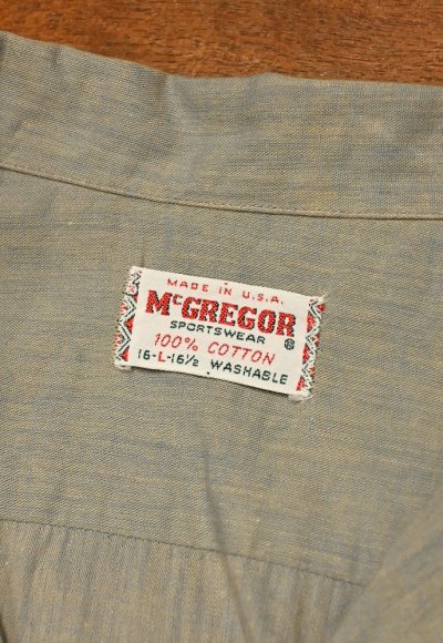 画像2: (クリックポスト185円も可)60s MCGREGOR マクレガー オープンカラーシャツ半袖(GREEN/L)ビンテージ