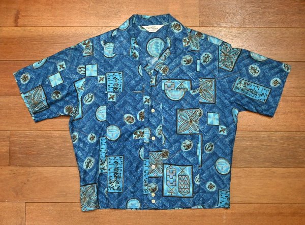 画像1: (クリックポスト185円も可)70s Pradise Hawaii ショート丈 ハワイアンシャツ コットン ハワイ製 ビンテージ (1)