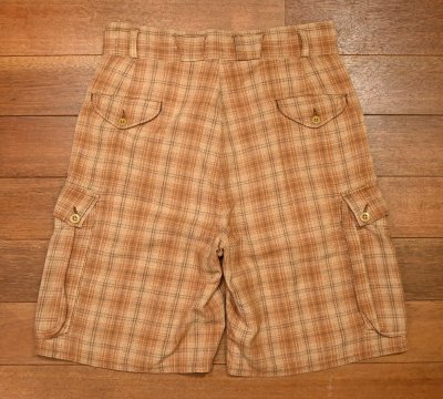 画像3: 90s RRL RALPHLAUREN ダブルアールエル ラルフローレン コットン チェック カーゴショーツ ショートパンツ アメリカ製(BROWN/32)ビンテージ中古 