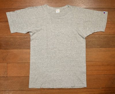 画像1: (クリックポスト185円も可) 80s Champion Tシャツ 無地 目無し アメリカ製 コットンポリ88/12 (杢グレー/M)ビンテージ トリコタグ